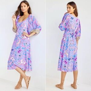Anthropologie Plenty by Tracy Reese Puff-Sleeve Midi Dress (Size M)
